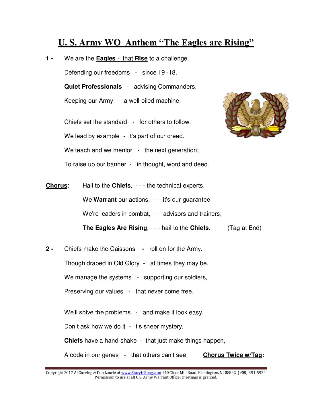 USA Warrant Offier Anthem 2025