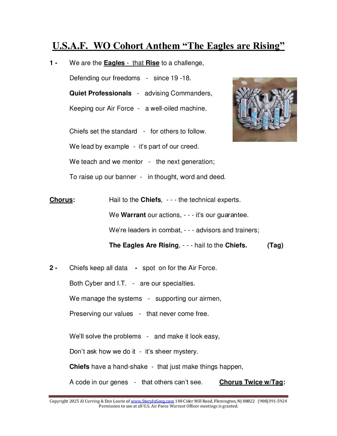 USAF Warrant Officer Anthem 2025